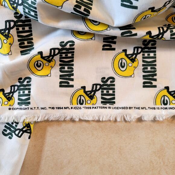 Green Bay Packers Fabric 3 Piece NFL Licensed 1994 Cotton 2yd + Remnants Vintage - Picture 7 of 16